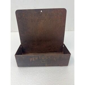 Vintage Pertussin Advertising Metal Wall Pocket Display Medicine Drug Store Sign